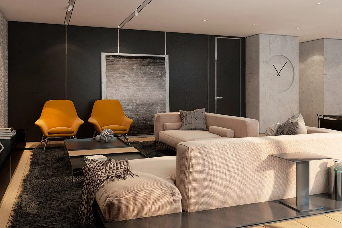6black-and-orange-living-room