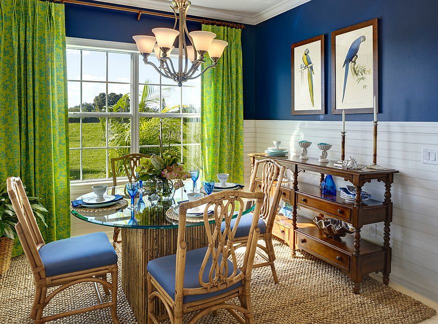 Cách phối màu xanh dương trong nội thất phòng ăn 4